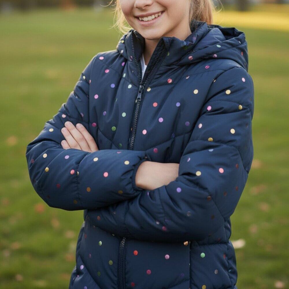Girls Swisstech Blue Puffer Jacket Hooded Long Sleeve Size L (10-12)